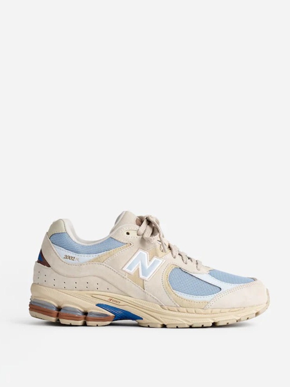 New Balance Women's 2002R Cream and Light Blue Athletic Sneakers